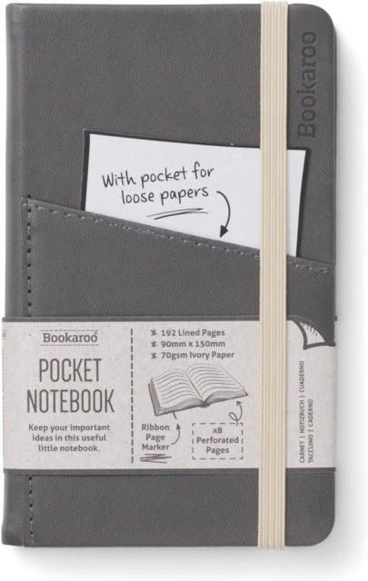 Bookaroo Pocket Notebook (A6) Journal - Charcoal-5035393430337