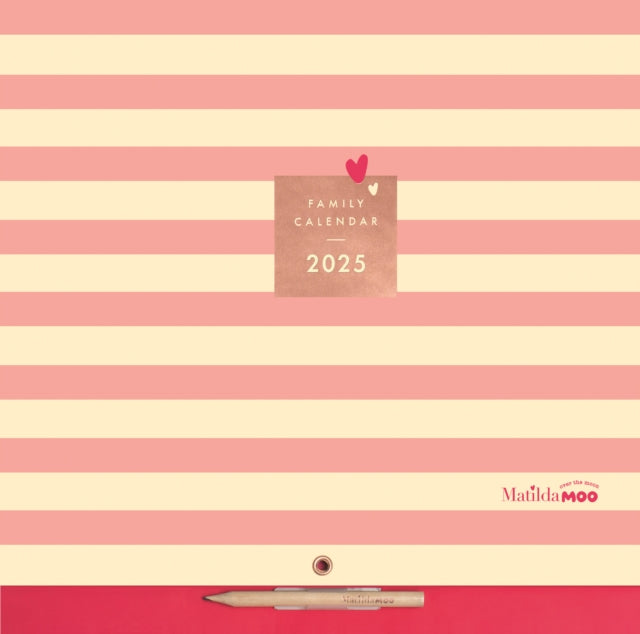 Matilda Moo Striped Pink Planner Wall Calendar 2025-5060696419239