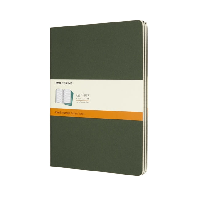 Moleskine Myrtle Green Extra Large Ruled Cahier Journal (set Of 3)-8055002855334