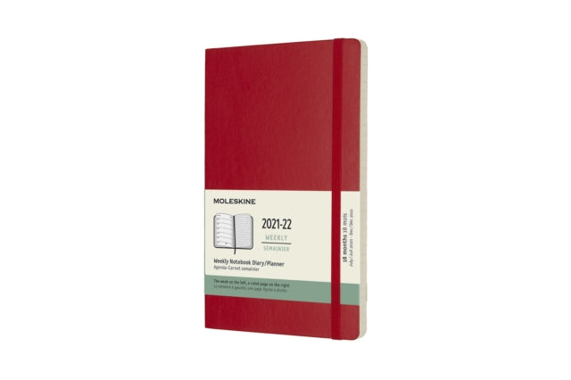 Moleskine 2022 18-Month Weekly Large Softcover Notebook : Scarlet Red-8056420856347