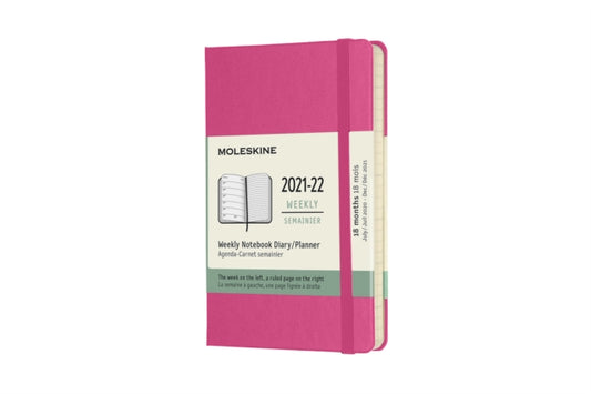 Moleskine 2022 18-Month Weekly Pocket Hardcover Notebook : Bougainvillea Pink-8056420858723