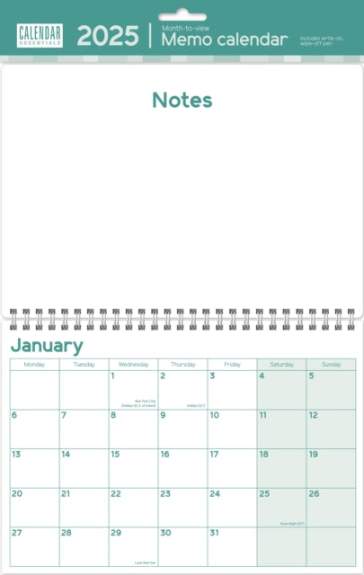 Essential Memo Calendar Planner A3 Calendar 2025-9781529844375