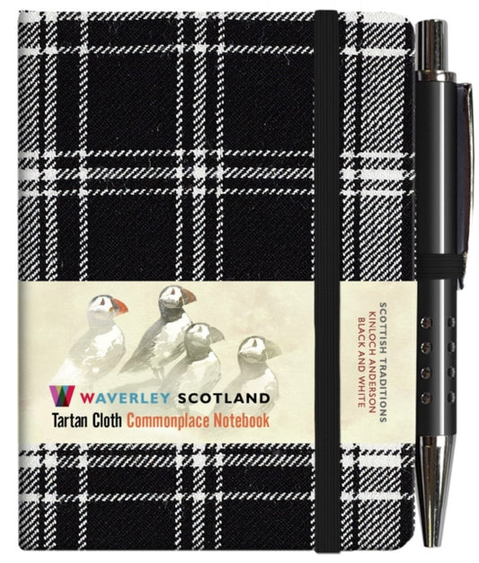 Waverley S.T. (S): Black & White Mini with Pen Pocket Genuine Tartan Cloth Commonplace Notebook-9781849344722